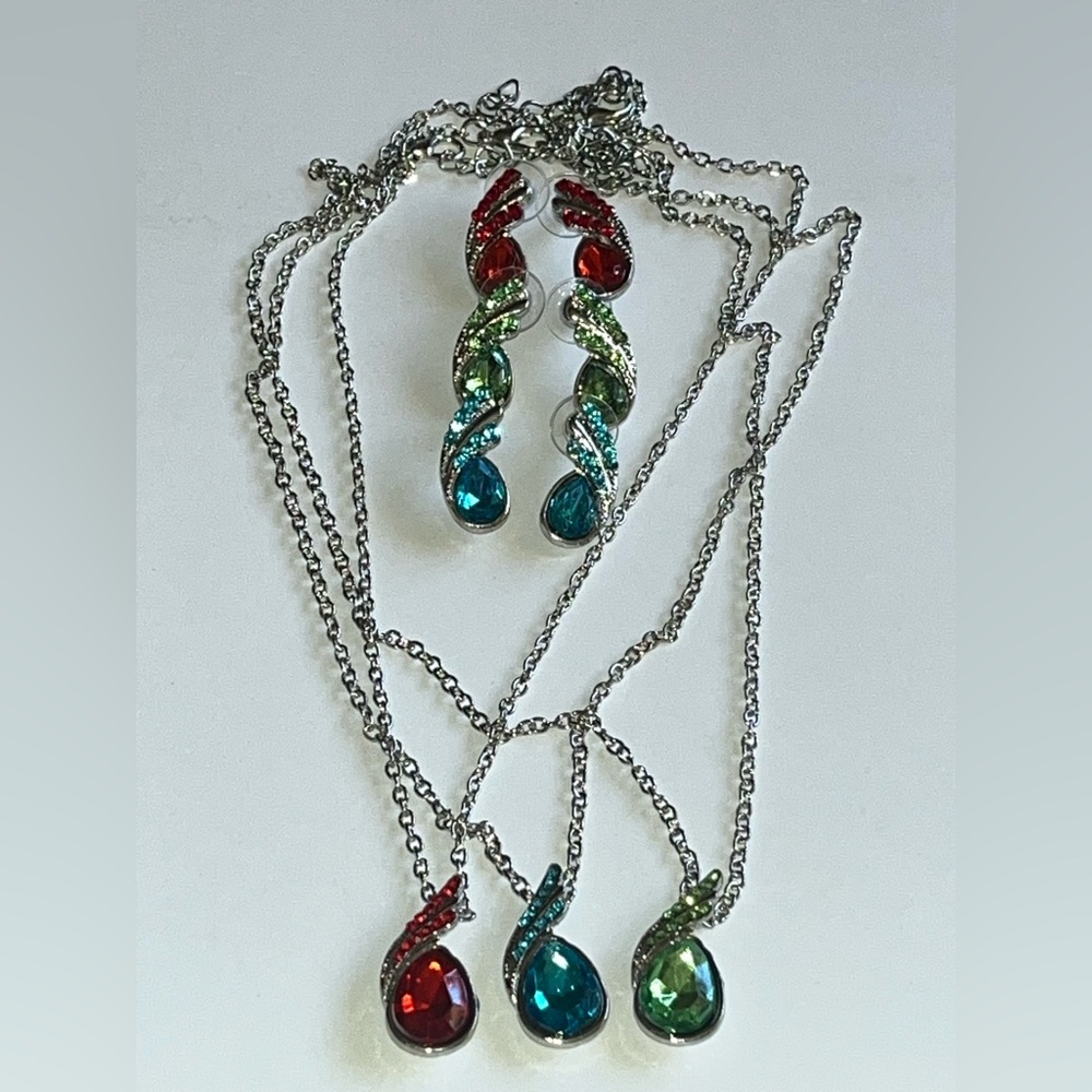 3 Earrings Necklace Sets ~ Rhinestones
